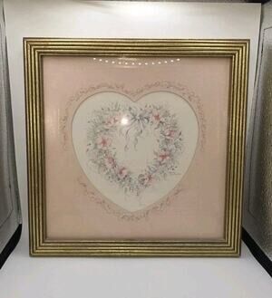 Framed Margie Whittington Heart Floral Whimsical Art Print – Vintage Wall Decor